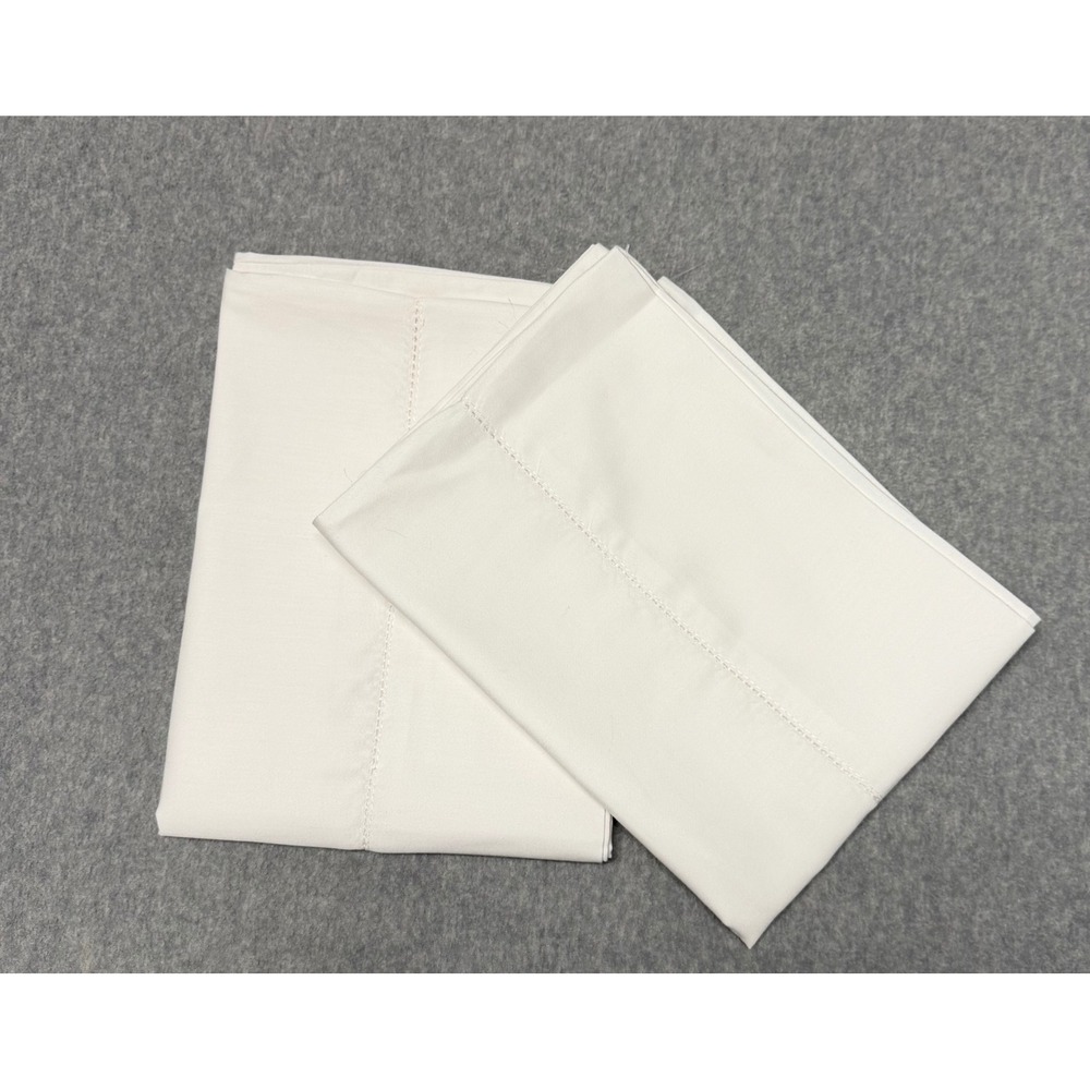 Modern Threads White Standard Pillowcase Pair Cotton‎ Blend Hemstitch Detail